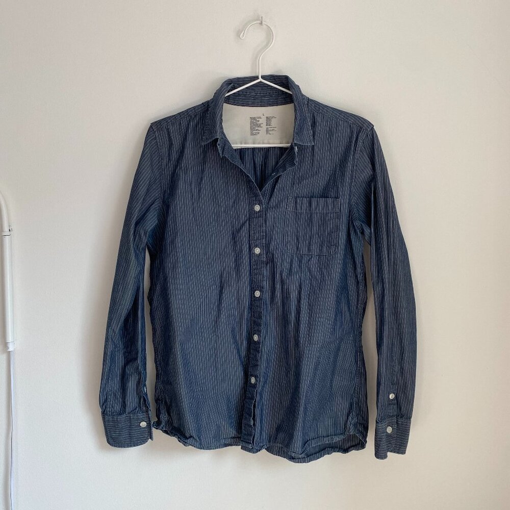 Muji Striped Denim Chambray Shirt Button Down
